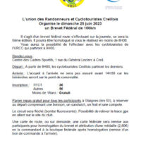 Affiche du brevet fédéral 100 km de Creil