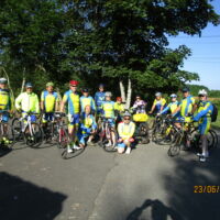 Photo avant le départ en randonnée des cyclos de l'USC Cyclotourisme